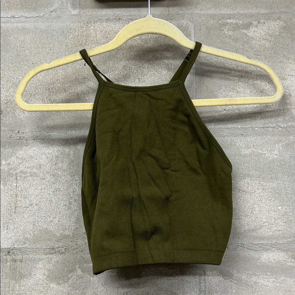 Olive Green Women's workout Halter Top